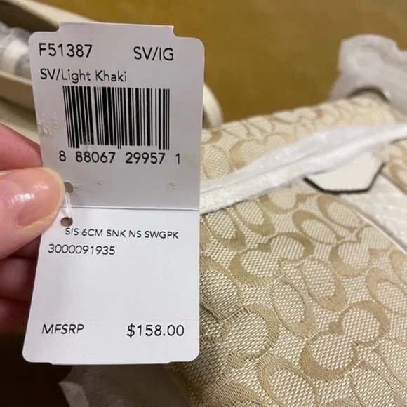 Coach Swingpack North/South Crossbody khaki, ivory snake and silver NWT - Picture 5 of 5